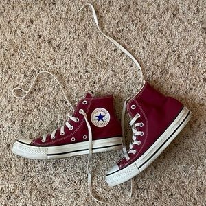 maroon high top converse